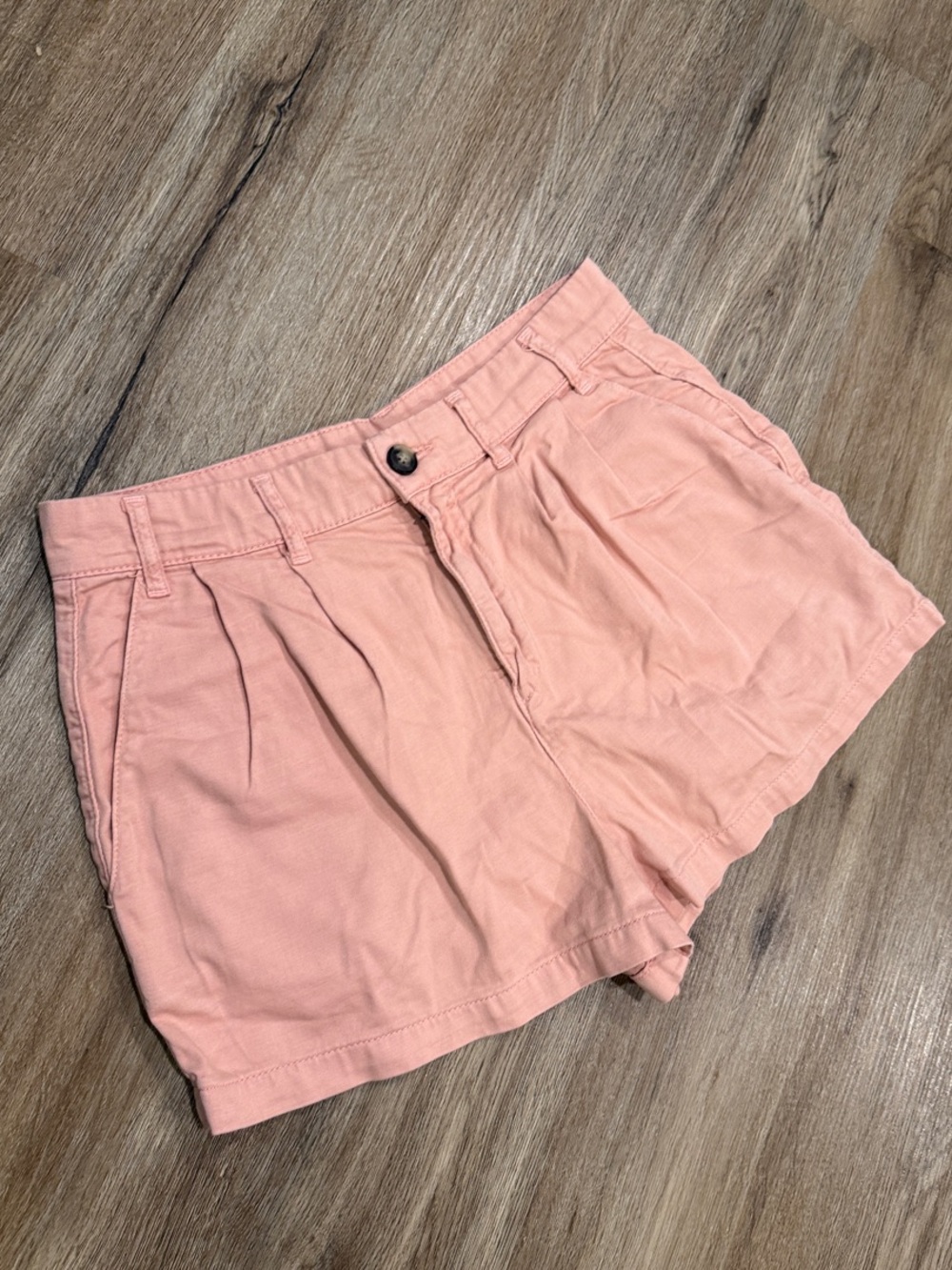Free People  Peach Pink Cotton Pleated Shorts